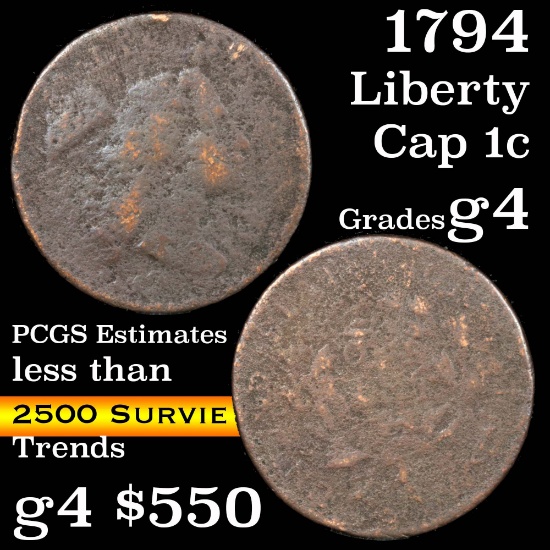1794 Liberty Cap 1c Grades g, good