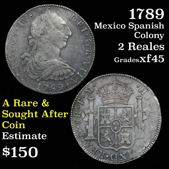 1789 Mexico Spanish Colony 2 Reales Grades xf+