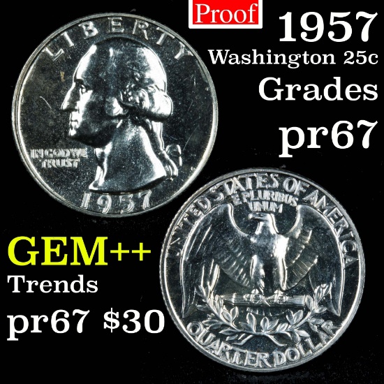 1957 Washington Quarter 25c Grades GEM++ Proof