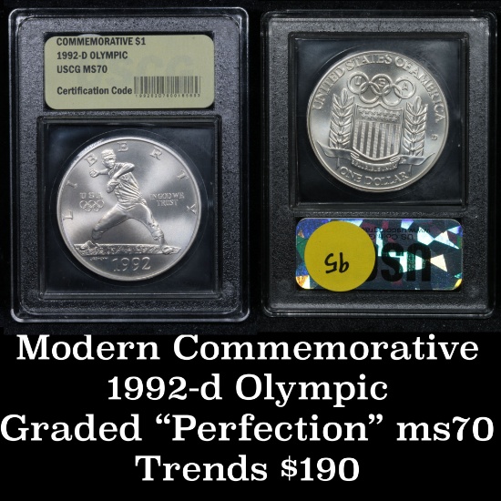 1992-d Olympic Modern Commem Dollar $1 Graded Perfection, Gem++ Unc by USCG