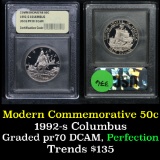 1992-s Columbus Modern Commem Half Dollar 50c Graded Perfection, Gem++ PR DCAM by USCG