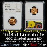 NGC 1944-d Lincoln Cent 1c Graded ms66 RD by NGC
