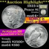 ***Auction Highlight*** 1923-s Peace Dollar $1 Graded Choice+ Unc by USCG (fc)