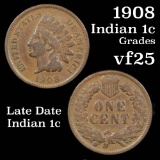 1908 Indian Cent 1c Grades vf+