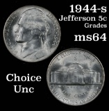1944-s Jefferson Nickel 5c Grades Choice Unc