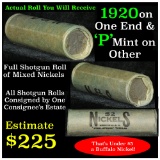 Full roll of Buffalo Nickels, 1920 & 'p' Mint Ends Grades Avg Circ (fc)