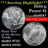 ***Auction Highlight*** 1935-p Peace Dollar $1 Grades Choice+ Unc