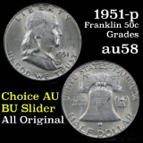 1951-p Franklin Half Dollar 50c Grades Choice AU/BU Slider