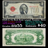 1928-G $2 Red Seal Legal Tender Note Grades Choice AU