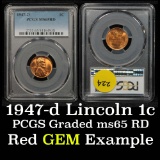 PCGS 1947-d Lincoln Cent 1c Graded ms65 RD by PCGS