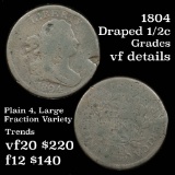 1804 Draped Bust Half Cent 1/2c Grades vf details