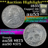 1835 Capped Bust Half Dollar 50c Graded Select AU by USCG (fc)