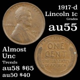 1917-d Lincoln Cent 1c Grades Choice AU
