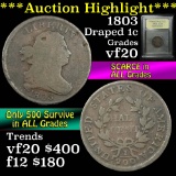 1803 Draped Bust Half Cent 1/2c Graded vf, very fine by USCG (fc)