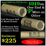 Full roll of Buffalo Nickels, 1919 & 'p' Mint Ends Grades Avg Circ (fc)