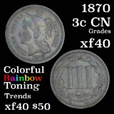 1870 3 Cent Copper Nickel 3cn Grades xf