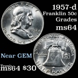 1957-d Franklin Half Dollar 50c Grades Choice Unc