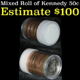 One full mixed date roll of proof Kennedy Half Dollars 50c, a few are silver