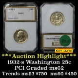 ***Auction Highlight*** 1932-s Washington Quarter 25c Graded ms62 By PCI