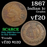 1867 Indian Cent 1c Grades vf, very fine