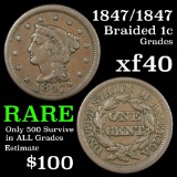 1847/1847 Braided Hair Large Cent 1c Grades xf