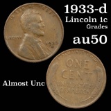 1933-d Lincoln Cent 1c Grades AU, Almost Unc