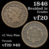 1846 Braided Hair Large Cent 1c Grades vf, very fine