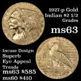 ***Auction Highlight*** 1927-p Gold Indian Quarter Eagle $2 1/2 Grades Select Unc (fc)