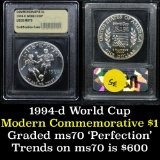 1994-d World Cup Modern Commem Dollar $1 Graded Perfection, Gem++ Unc by USCG