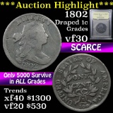 ***Auction Highlight*** 1802 Draped Bust Large Cent 1c Graded vf++ by USCG