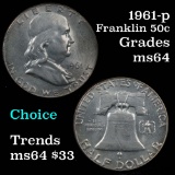 1961-p Franklin Half Dollar 50c Grades Choice Unc