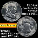 1954-s Franklin Half Dollar 50c Grades Choice Unc FBL