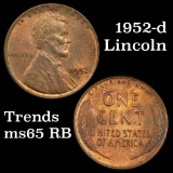 1952-d Lincoln Cent 1c Grades GEM Unc RB