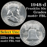 1948-d Franklin Half Dollar 50c Grades Select Unc+ FBL