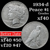 1934-d Peace Dollar $1 Grades xf