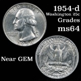 1954-d Washington Quarter 25c Grades Choice Unc