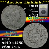 ***Auction Highlight*** 1803 Draped Bust Large Cent 1c Graded vf++ by USCG