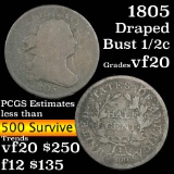 1805 Draped Bust Half Cent 1/2c Grades vf, very fine (fc)