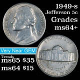 1949-s Jefferson Nickel 5c Grades Choice+ Unc