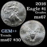 2016 Silver Eagle Dollar $1 Grades GEM++ Unc