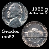 1955-p Jefferson Nickel 5c Grades Select Unc