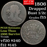 1806 Draped Bust Half Cent 1/2c Grades f+