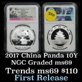 NGC 2017 First Release China Panda 10 Yuan Graded ms69 by NGC