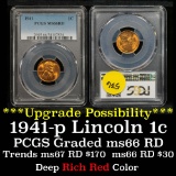 PCGS 1941-p Lincoln Cent 1c Graded ms66 RD by PCGS