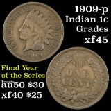 1909 Indian Cent 1c Grades xf+