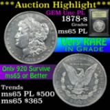 ***Auction Highlight*** 1878-s Morgan Dollar $1 Graded GEM Unc PL by USCG (fc)