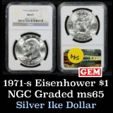 NGC 1971-s Silver Eisenhower 'Ike' Dollar $1 Graded ms65 by NGC