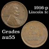 1916-p Lincoln Cent 1c Grades Choice AU
