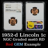 NGC 1952-d Lincoln Cent 1c Graded ms65 RD by NGC
