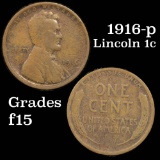 1916-p Lincoln Cent 1c Grades f+